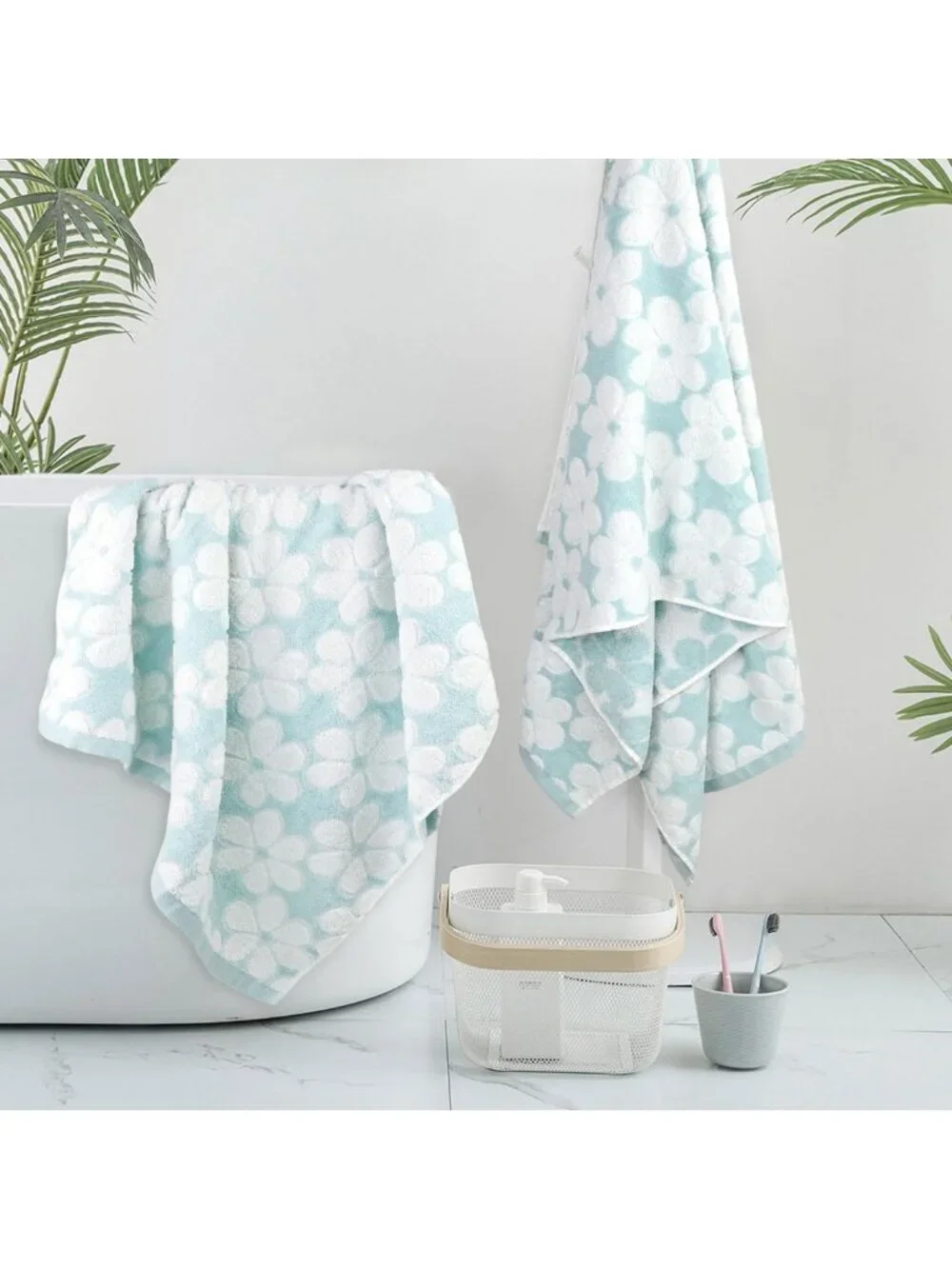 Floral Jacquard Cotton Towels for Bathroom Decor | Soft, Absorbent & Stylish